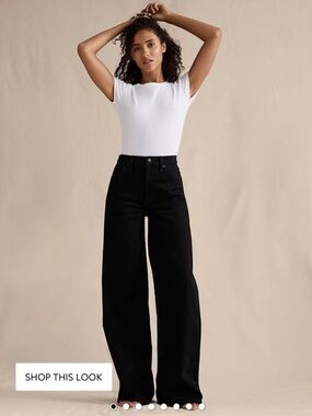 Banana Republic Black Wide-Leg Jeans